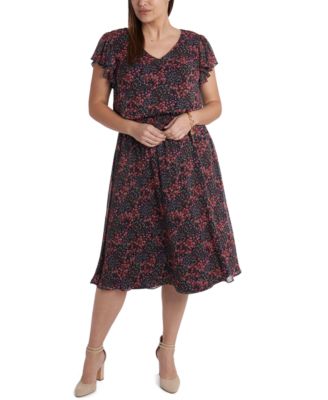 MSK - Plus Size Chiffon Smocked-Waist Midi Dress