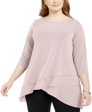 Alfani Plus Size Crossover-hem Tunic Top, Created For Macy's In Prairie Rose