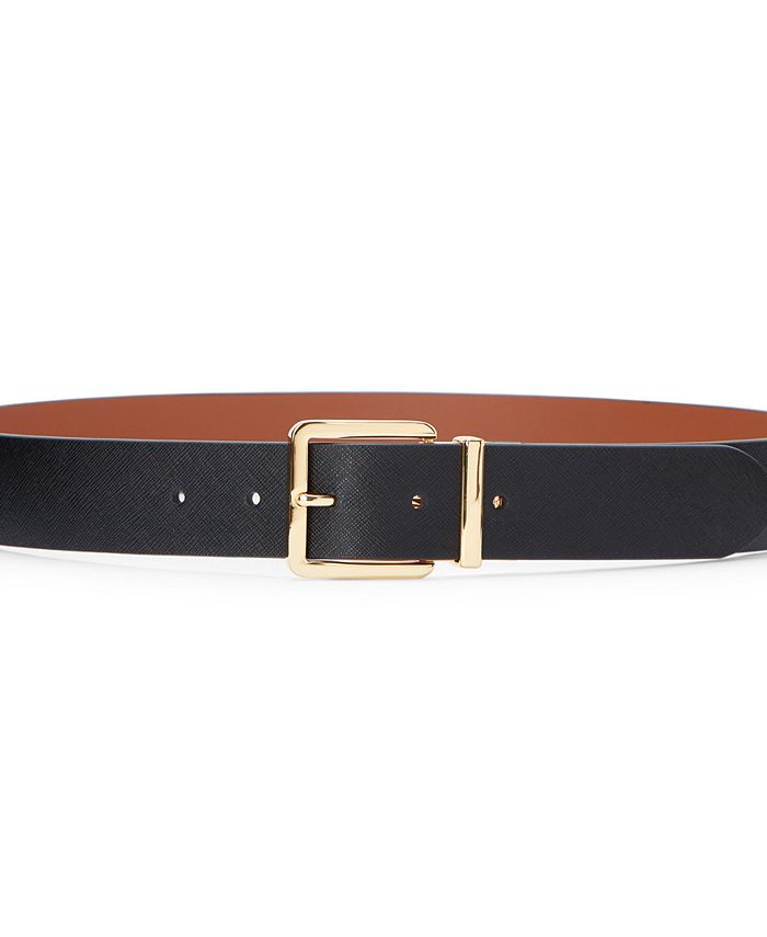 Lauren Ralph Lauren Reversible Crosshatch Leather Belt - Macy's