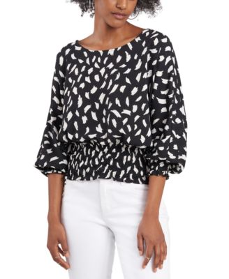 Vince Camuto - Printed Smocked Blouson Top