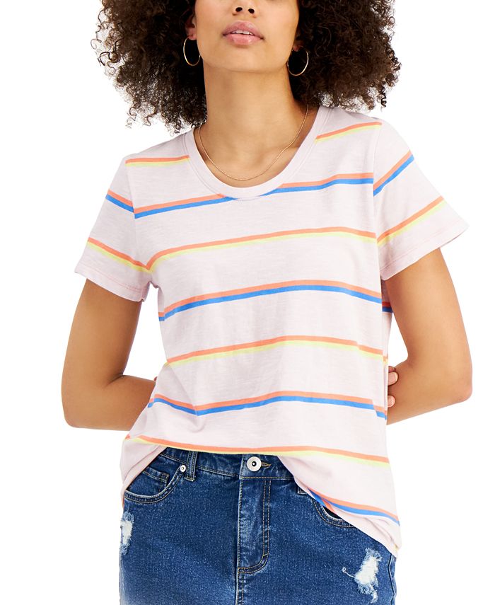 Style & Co Cotton Striped Pocket T-Shirt, Created for Macy's - Macy's