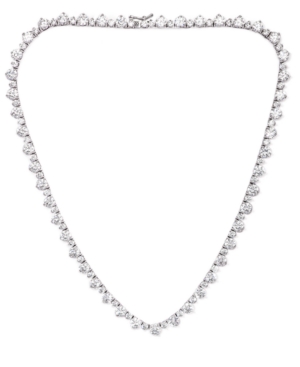 Macy's Cubic Zirconia Round Graduated 18" Necklace In Silver Plate