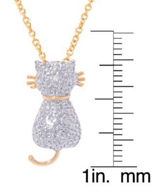 Diamond Accent Cat Pendant 18" Necklace in Gold Plate