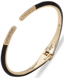 Gold-Tone Enamel Pavé Open Cuff Bracelet