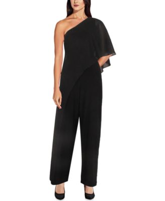 one shoulder overlay jumpsuit