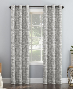 Sun Zero Parrish Distressed Grid Thermal Extreme 100% Blackout Grommet Curtain Panel, 40" X 84" In Gray