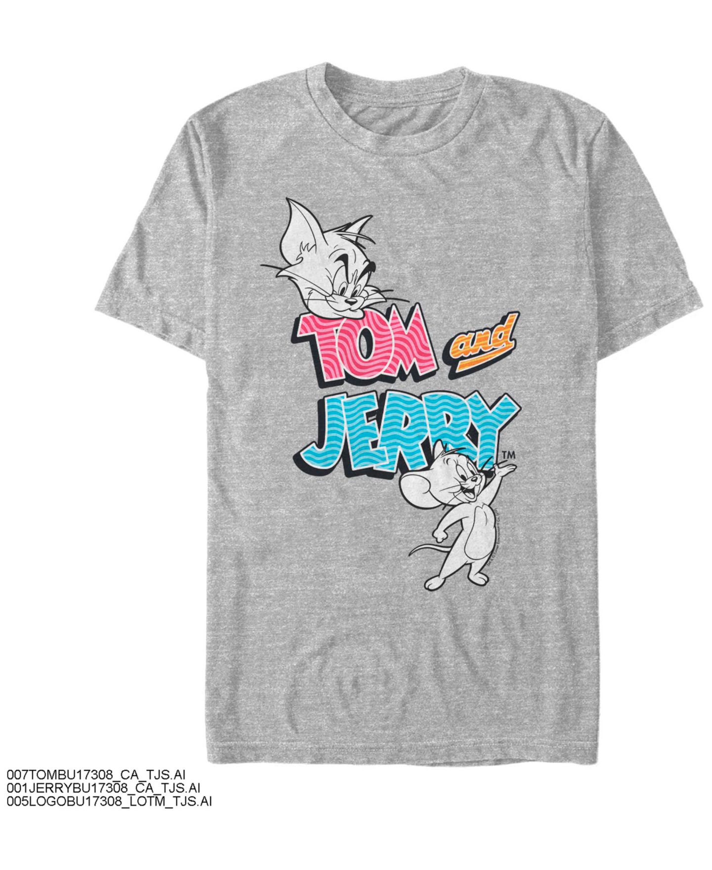 Мужская футболка Fifth Sun Tom Jerry Pattern Logo W White Characters Short Sleeve, цвет: Меланжевый — фото 1