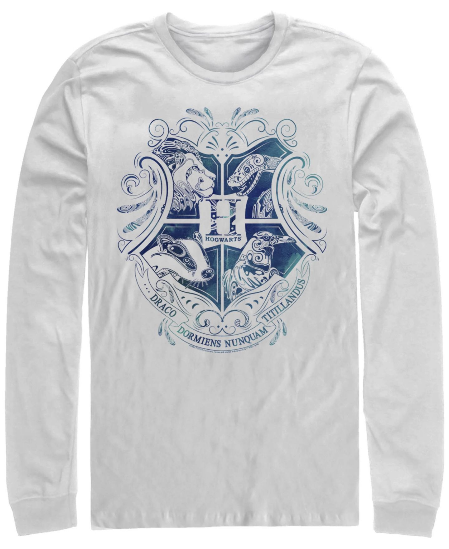 Мужская футболка Fifth Sun Deathly Hallows 2 Hogwarts Long Sleeve Crew, цвет: Белый — фото 1