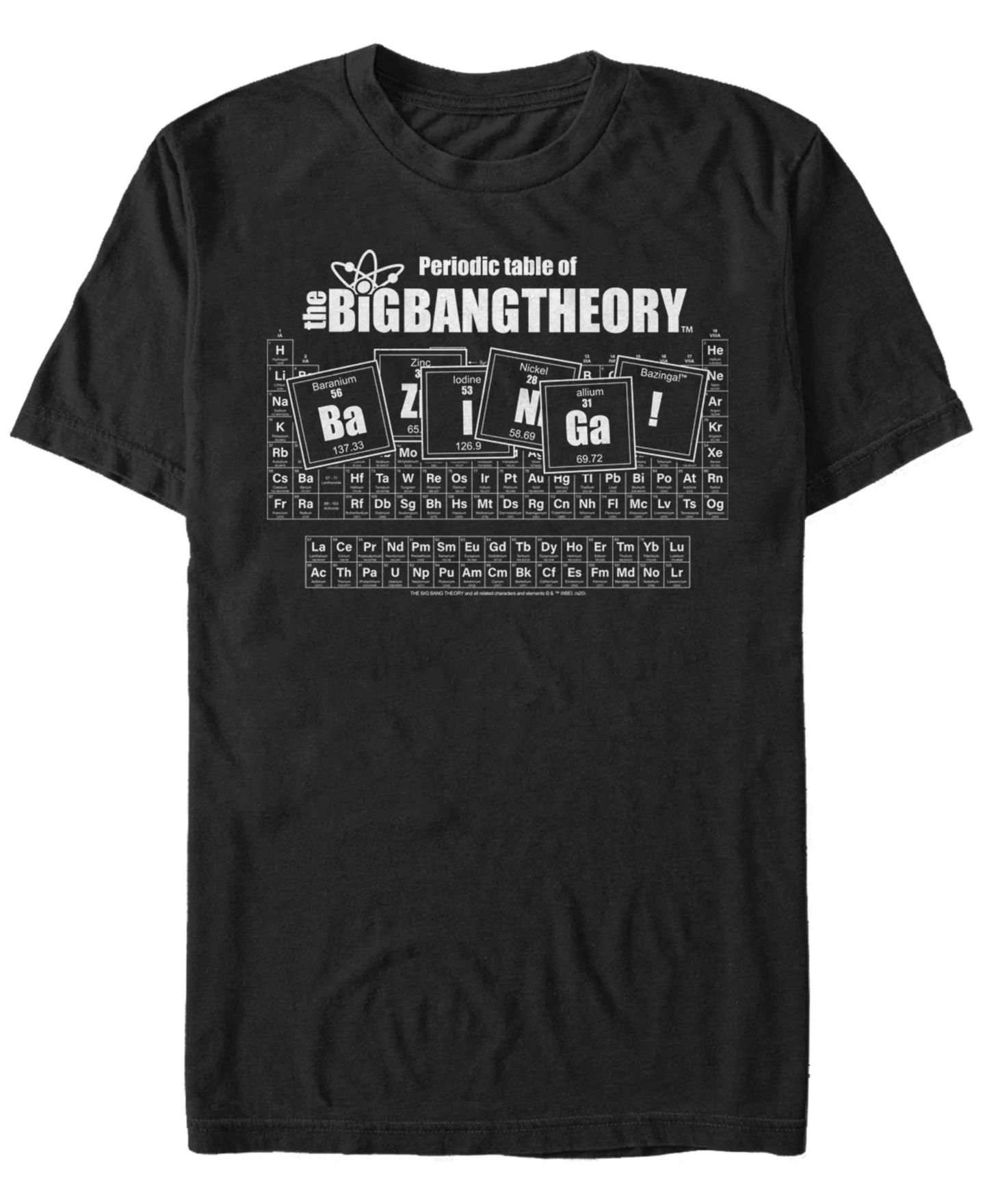 Мужская футболка Fifth Sun Big Bang Theory Period Table of Bazinga Short Sleeve, цвет: Чёрный — фото 1
