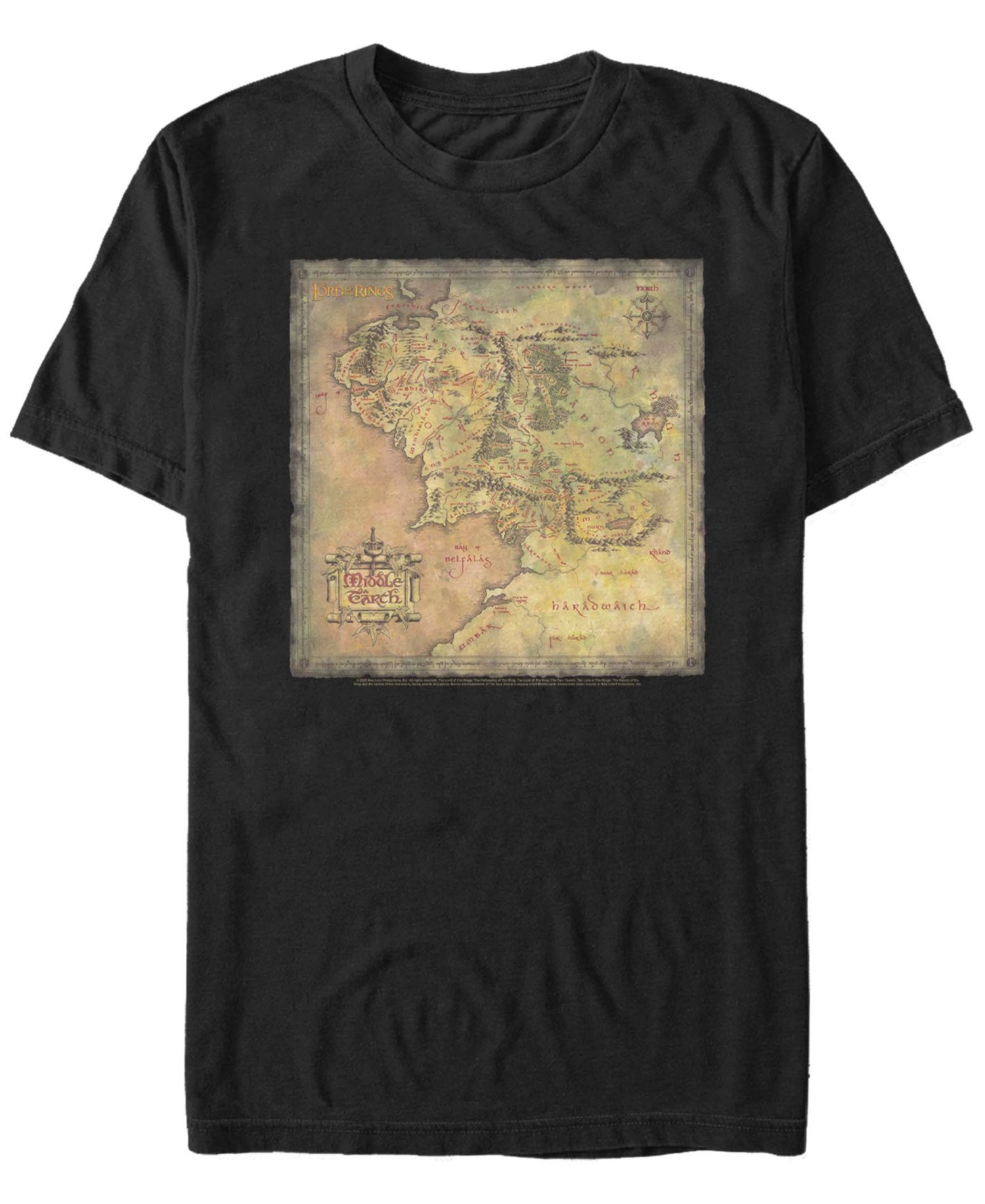 Men's Lord of The Rings 1 Lord of The Rings Map Short Sleeve T-shirt