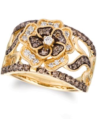 levian chocolate diamond flower ring