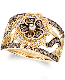 Nude Diamond & Chocolate Diamond Flower Statement Ring (7/8 ct. t.w.) in 14k Gold