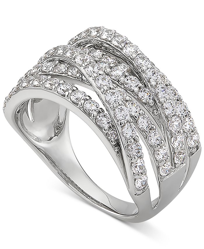 Arabella Cubic Zirconia Multirow Statement Ring in Sterling Silver Macy's