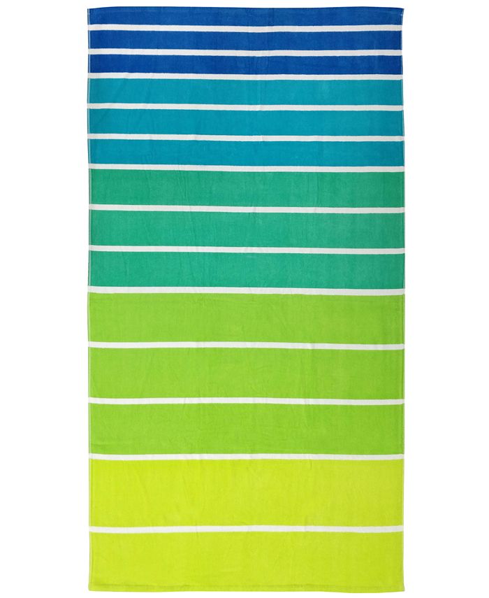 Martha Stewart Collection CLOSEOUT! Ombré Stripe Velour Beach Towel ...