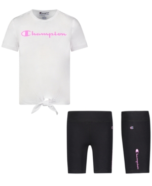 Champion Baby Girls 2-Pc Tie-Front T-Shirt & Biker Shorts Set