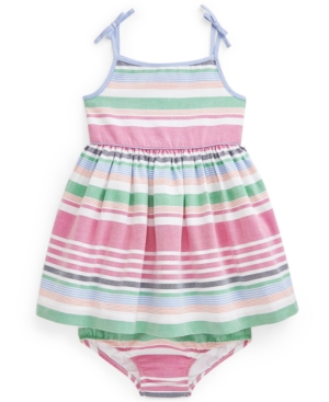 Ralph Lauren Baby Girls Striped Oxford Dress & Bloomer Set
