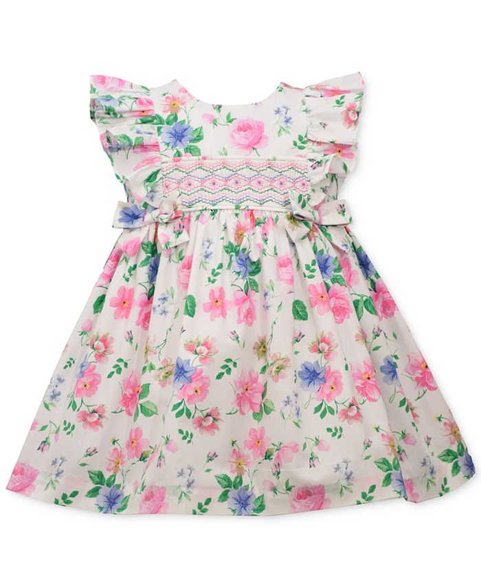 Bonnie Baby Baby Girls Floral-Print Poplin Dress - Macy's
