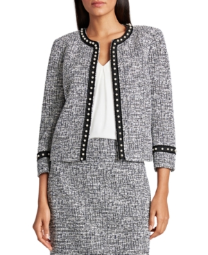 Tahari Asl Pearl-Trim Tweed Jacket
