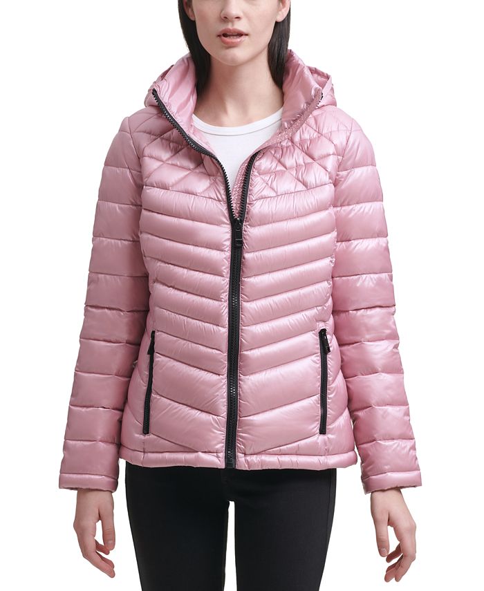 Calvin Klein Shine Hooded Packable Puffer Coat, Created for Macy's ...