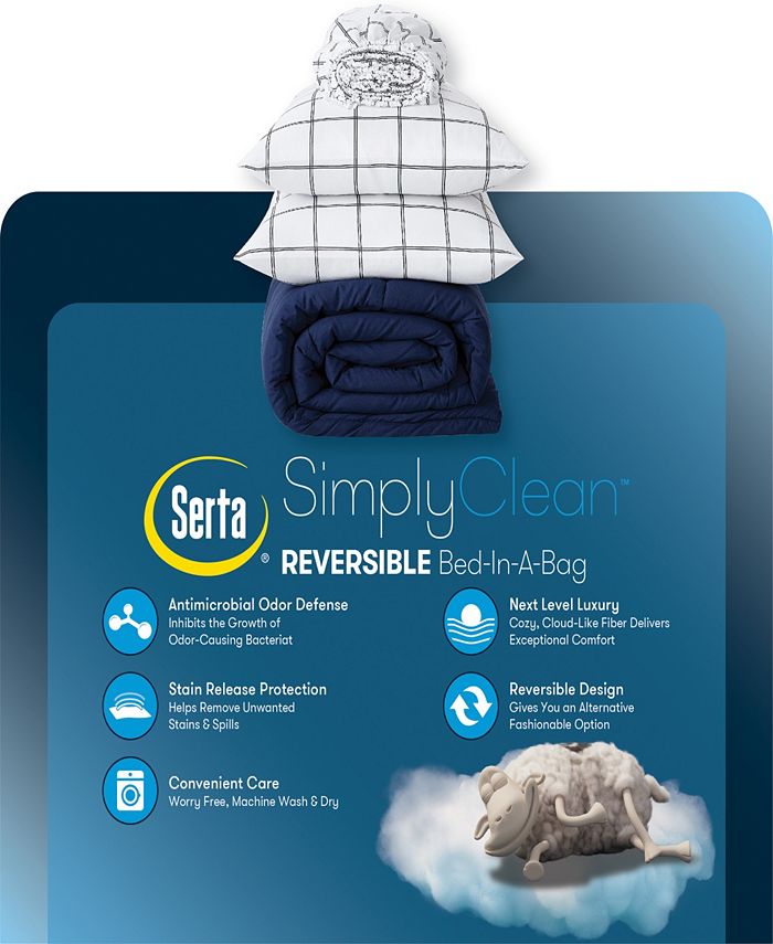Serta Simply Clean Antimicrobial Reversible Full Bed in a Bag Set,7