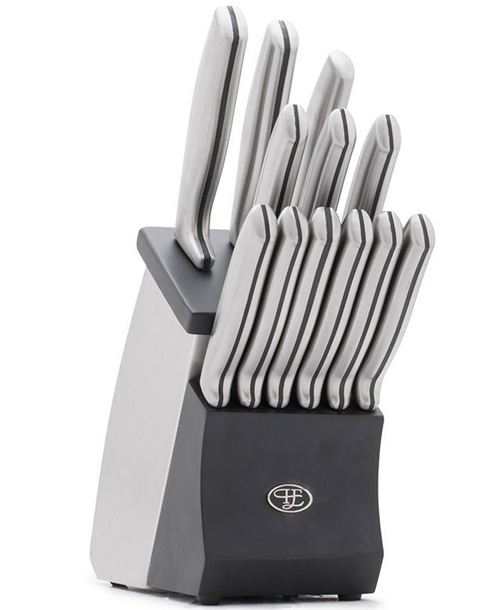 Macy's Hampton Forge Epicure Cool Grey 15-Pc. Knife Block Set - Macy's