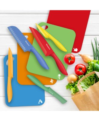Tomodachi - Splash 14-Pc. Color-Coded Knife & Cutting Board Set