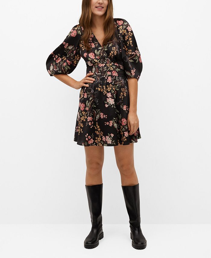 Mango Womens Flowy Flower Printed Dress Macys 