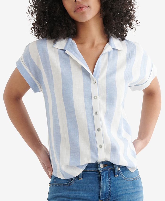 Lucky Brand Women's Tie-Front Short Sleeve Shirt - Macy's