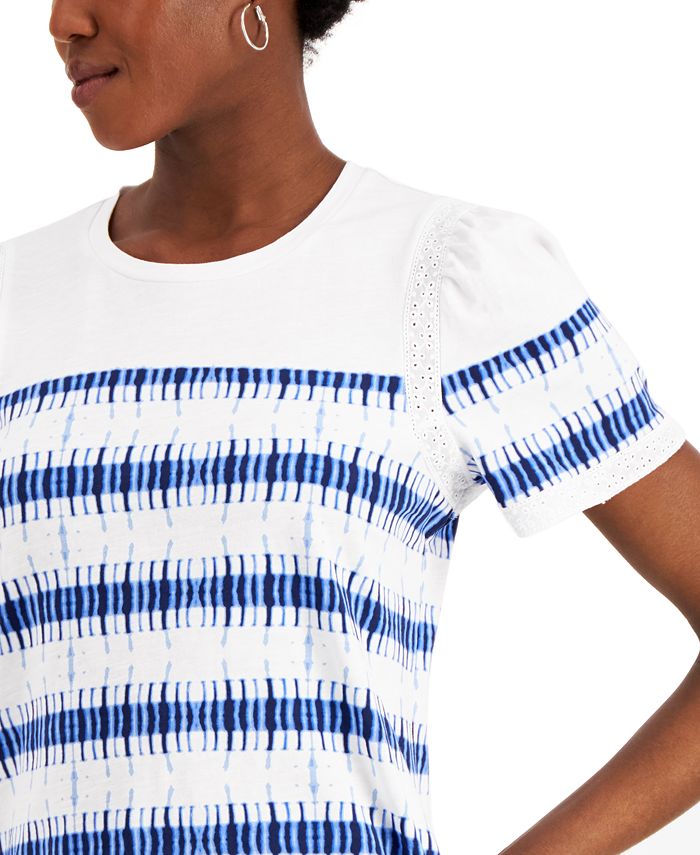 Charter Club Eyelet-Inset T-Shirt, Created for Macy's - Macy's