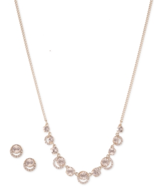 Gold-tone and Eremite Crystal Box Necklace and Earring Set