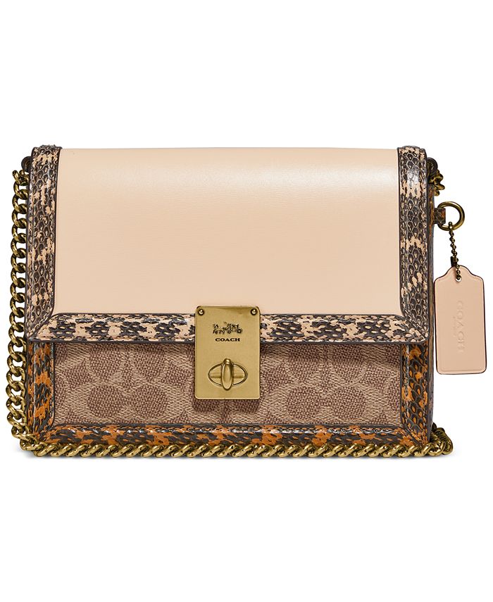 COACH Hutton Shoulder Bag In Signature Canvas With Snakeskin Detail ...