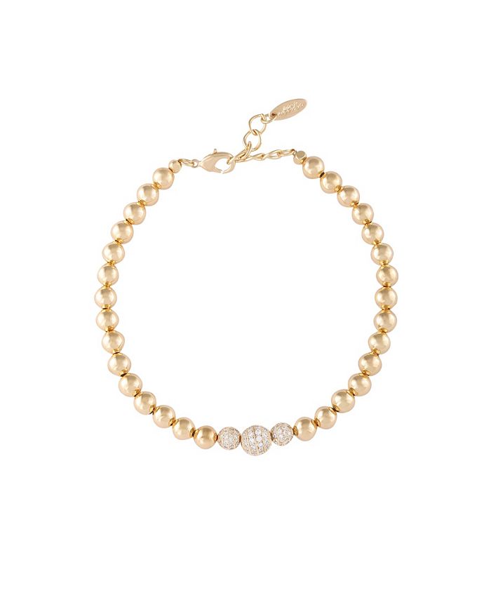 ETTIKA Gold Plated and Cubic Zirconia Beaded Ball Anklet - Macy's