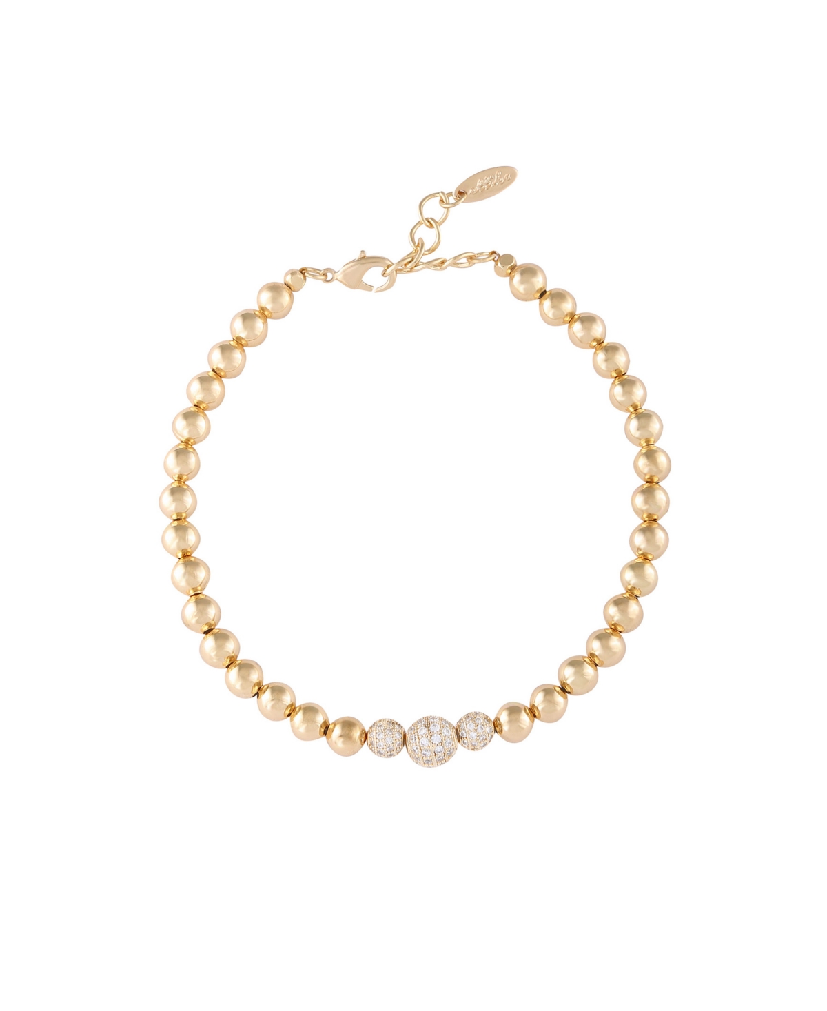 Gold Plated and Cubic Zirconia Beaded Ball Anklet - Gold Plated