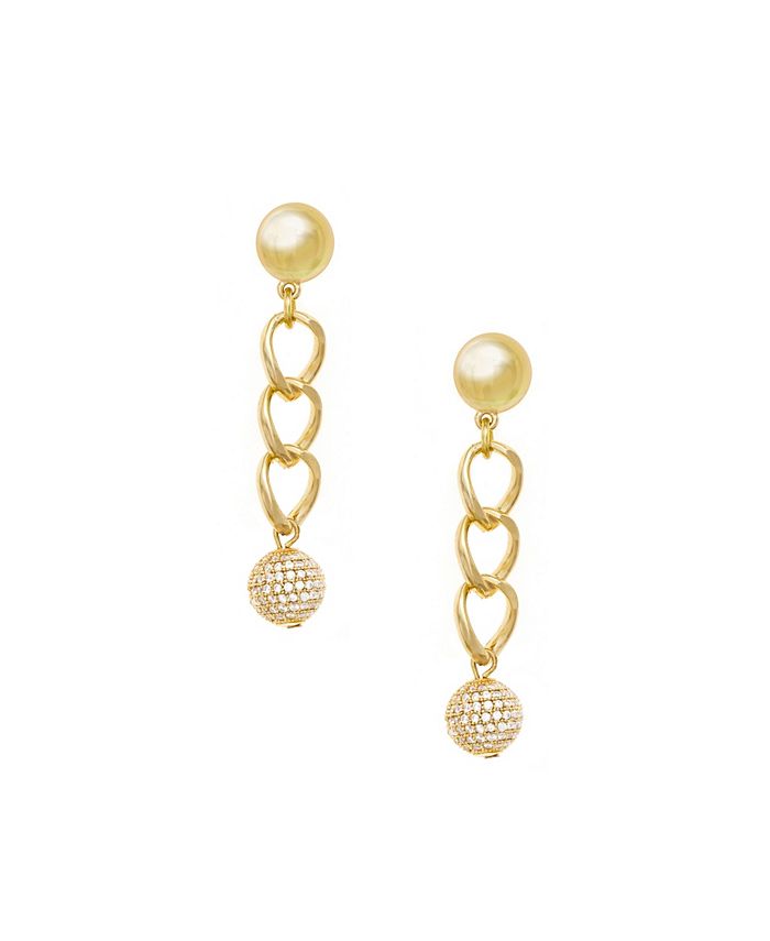 ETTIKA Gold Plated Chain Crystal Ball Drop Earrings - Macy's