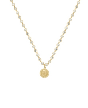 Ettika Crystal Chain Coin Necklace In Gold Plated