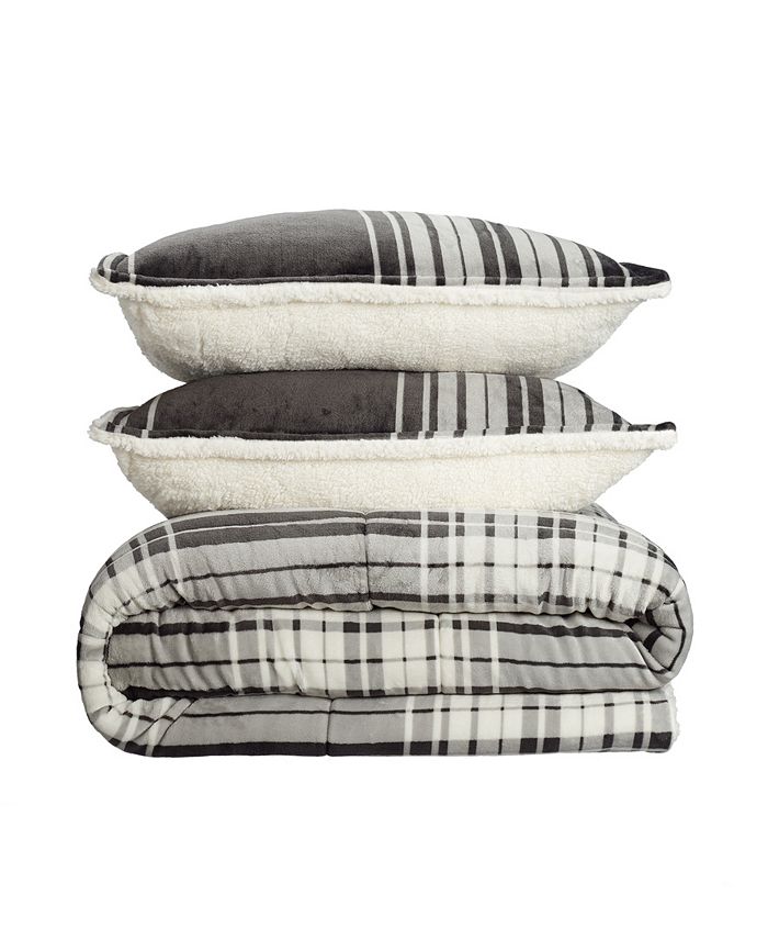 Serta Cozy Plush Buffalo Plaid 3 Piece Comforter Set, Twin Macy's