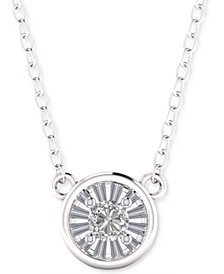 Diamond Bezel Set Circle Pendant Necklace (1/10 ct. t.w.) in Sterling Silver or 14k Gold-Plated Sterling Silver, 16" +2" extender