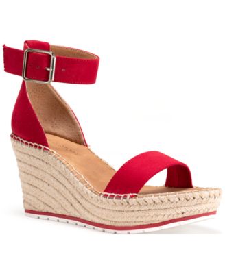 ladies red wedges