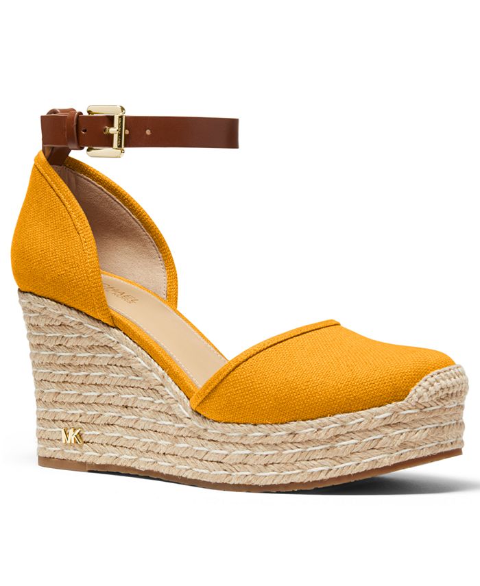 Louis Vuitton Logo Wedge Sandals Heels Espadrilles Cream w Yellow