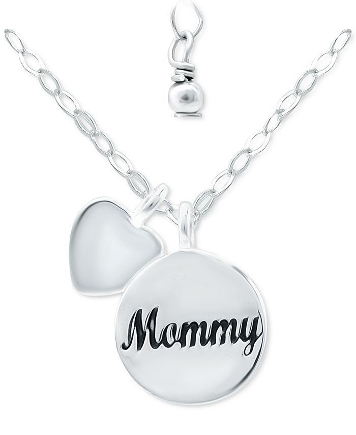 Giani Bernini - Mommy Disc & Heart Charm Pendant Necklace in Sterling Silver, 16" + 2" extender