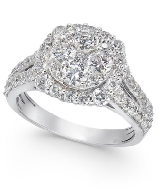 Diamond Cluster Engagement Ring (2 ct. t.w.) in 14k White or Yellow ...