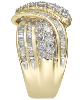 Diamond Double-Row Center Ring (2 ct. t.w.) in 14k Gold , 14K White Gold or 14K Rose Gold