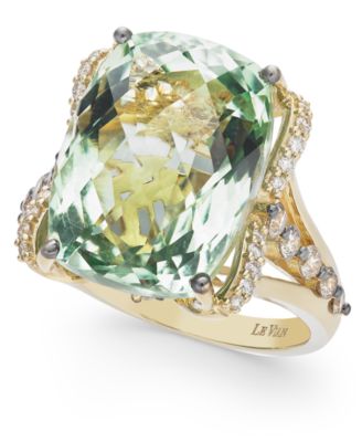 Mint Julep Quartz (9-3/4 ct. t.w.), White Diamond (1/8 ct. t.w.) and Chocolate Diamond (3/8 ct. t.w.) Ring in 14k Gold, Created for Macy's