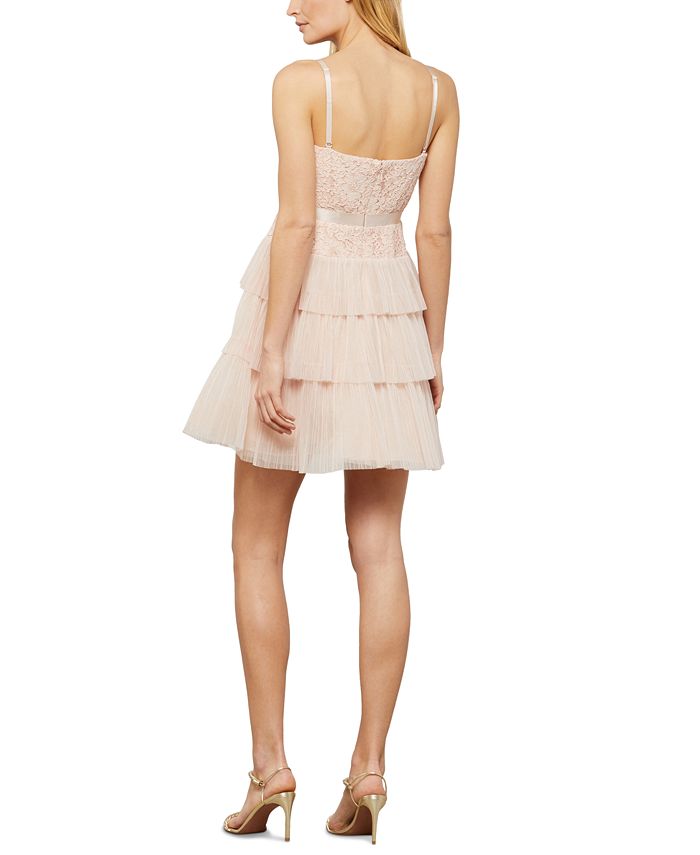 BCBGMAXAZRIA Lace Top Tiered Skirt Dress Macy s