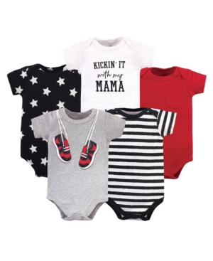 Little Treasure Baby Girls And Boys Bodysuits, Set Of 5 In Red