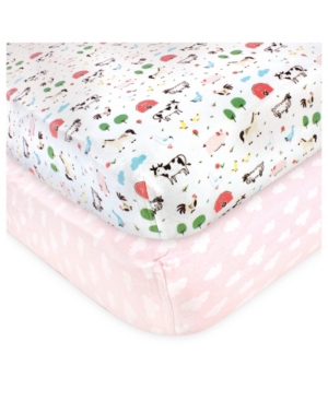 Hudson Baby Girls and Boys Fitted Crib Sheet Set of 2