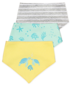Mac & Moon Baby Boy or Girl Bandana Bib with Pastel Turtle Prints 3 Pack