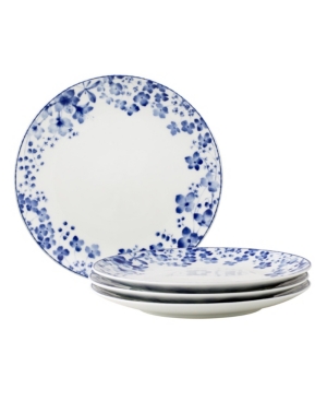 Noritake Bloomington Road Set Of 4 Salad Plates, 8 1/4" In White/blue