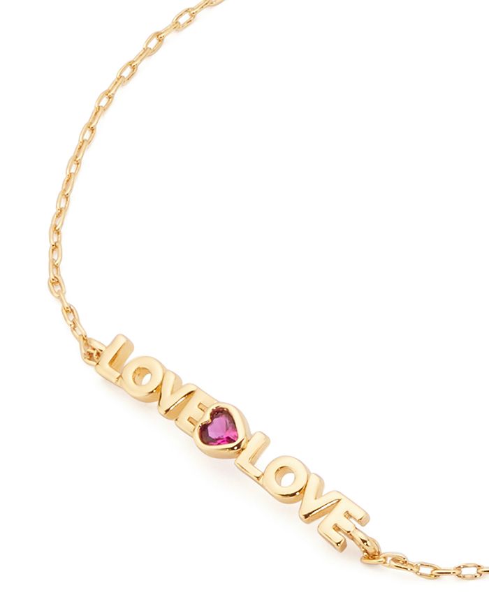 kate spade new york Gold-Tone Cubic Zirconia Heart Love Link Bracelet ...