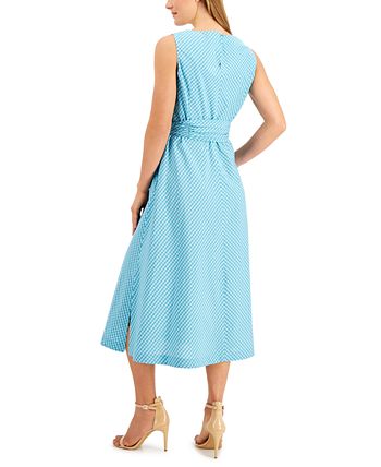 Calvin klein gingham discount printed midi dress